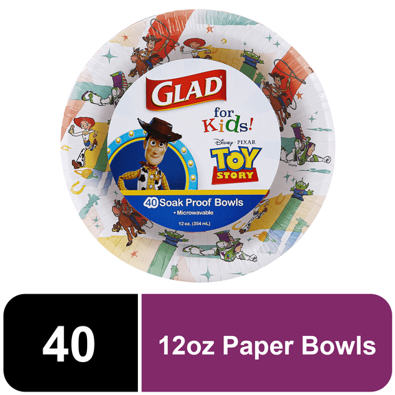 Glad Kids - 12oz Paper Bowls 40ct - Disney - Toy Story Light Beams