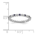 thumbnail image 2 of 925 Sterling Silver Polished Prong set Stackable Created Sapphire and Diamond Ring Size 8 Stackable Ring for Women, 2 of 2