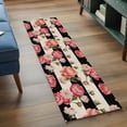 thumbnail image 4 of Runner Rugs 2x6 Ft, Flower Stripes Non Slip Area Rugs for Kitchen Bedroom Entryway, Black White Geometric Pink Rose Floral Washable Carpet Runner Rug Floor Mats for Bedroom Home Decor, 4 of 9