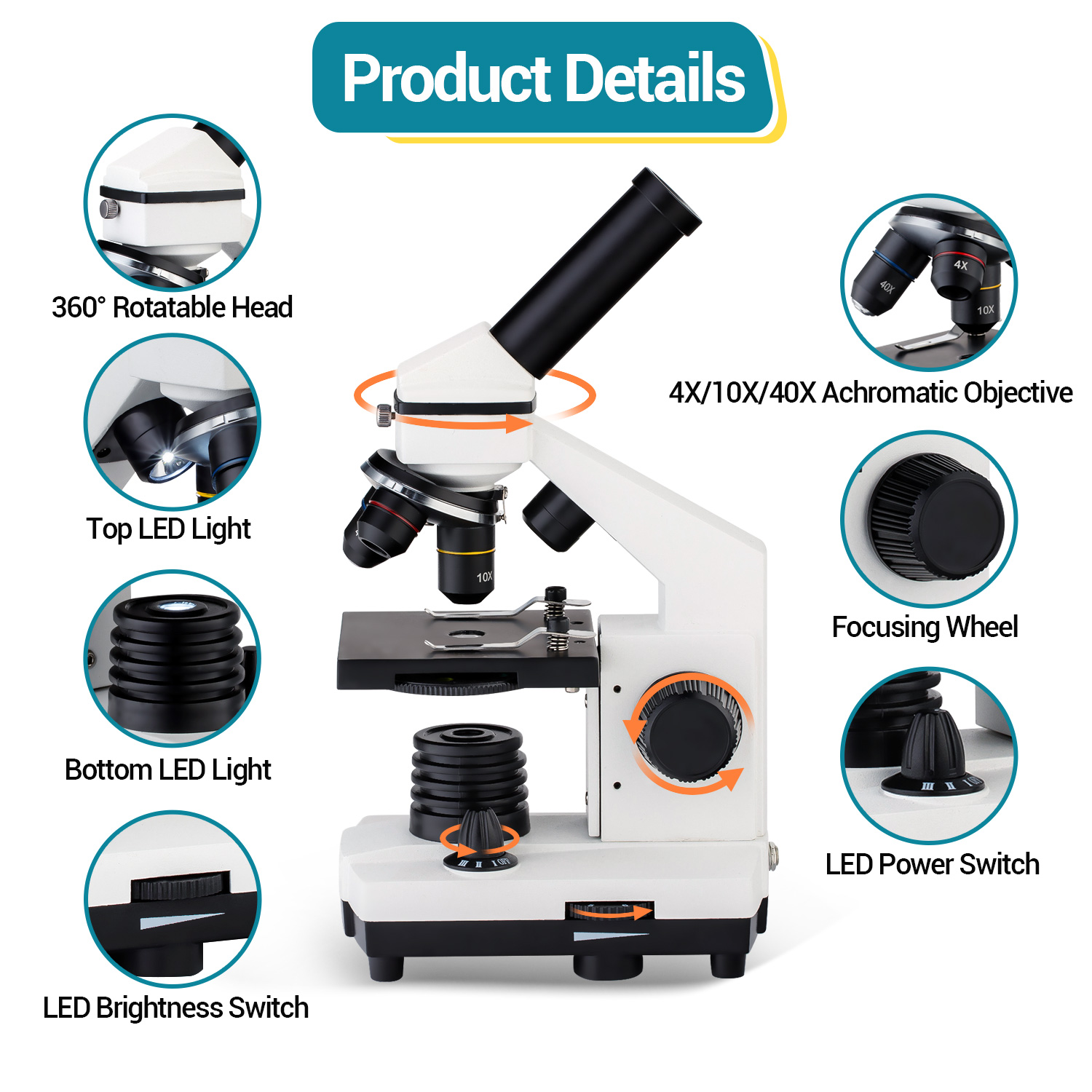LAKWAR Compound Microscope Kit 40X-2000X Magnification photo 4
