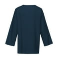 thumbnail image 5 of cllios Mens Long Sleeve Shirts Linen Cotton Split V Neck Tshirt Casual Summer Beach Shirt Hippie T Shirt Fashion Hawaiian Shirt Blue M, 5 of 5