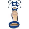 thumbnail image 6 of BLISSFUL STEP Women's Shoes Faux Suede Lace Up Open Toe Kitten Heel Cushioned Footbed Sandals  Royal Blue 7.5, 6 of 7