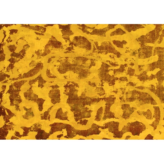 Ahgly Company Indoor Rectangle Abstract Yellow Modern Area Rugs, 4' x 6'