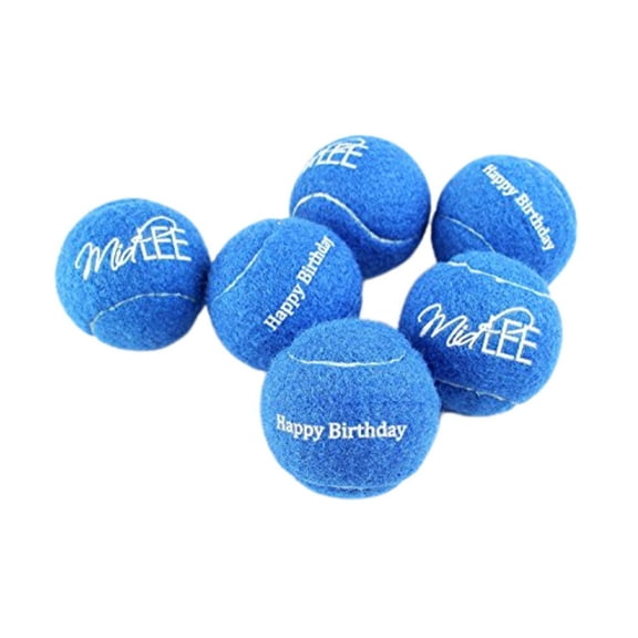 Midlee Happy Birthday Dog Tennis Balls (6 Pack) (Regular, Blue)