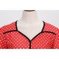 thumbnail image 4 of B91xZ Robe Printemps Été Décontractée Manches Courtes à Volants Col Rond Taille Élastique Robe Midi à Volants, Rouge TG, 4 of 5