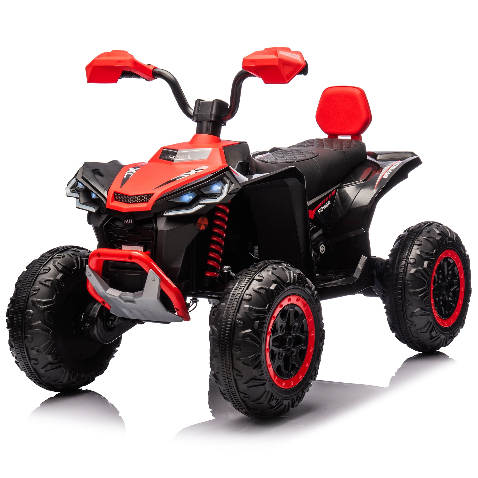 24V 2 Seater 4WD Ride on Toys ATV for Kids 4*200W 4-Wheeler Quad w/ MP3 LED Lights Music, Red