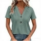 thumbnail image 2 of Sudadera con capucha larga,Blusa informal de manga corta con cuello en V para mujer, con botones, de poliéster y elastano, para uso diario, sopatenor, 2 of 6
