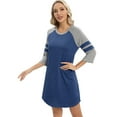 thumbnail image 5 of Xmarks Womem's 3/4 Sleeve Nightgown Sleepwear Crewneck Nightshirt Color Block Above Knee Length Nightdress Plus Size Loose Casual Pajamas Dress Loungewear, S-3XL, 5 of 7