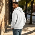 thumbnail image 6 of Domzest Mens Waffle Hoodies Long Sleeve Drawstring Hooded Sweatshirt 2026 Fall Casual Textured Streetwear Pullover White 2XL, 6 of 8