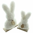 thumbnail image 5 of 2PCS Easter White Bunny Decorations 7/9inch Plush Bunnies Standing on The Wooden Block Fluffy Rabbit Figurines with Wood Sign for Farmhouse, 5 of 6