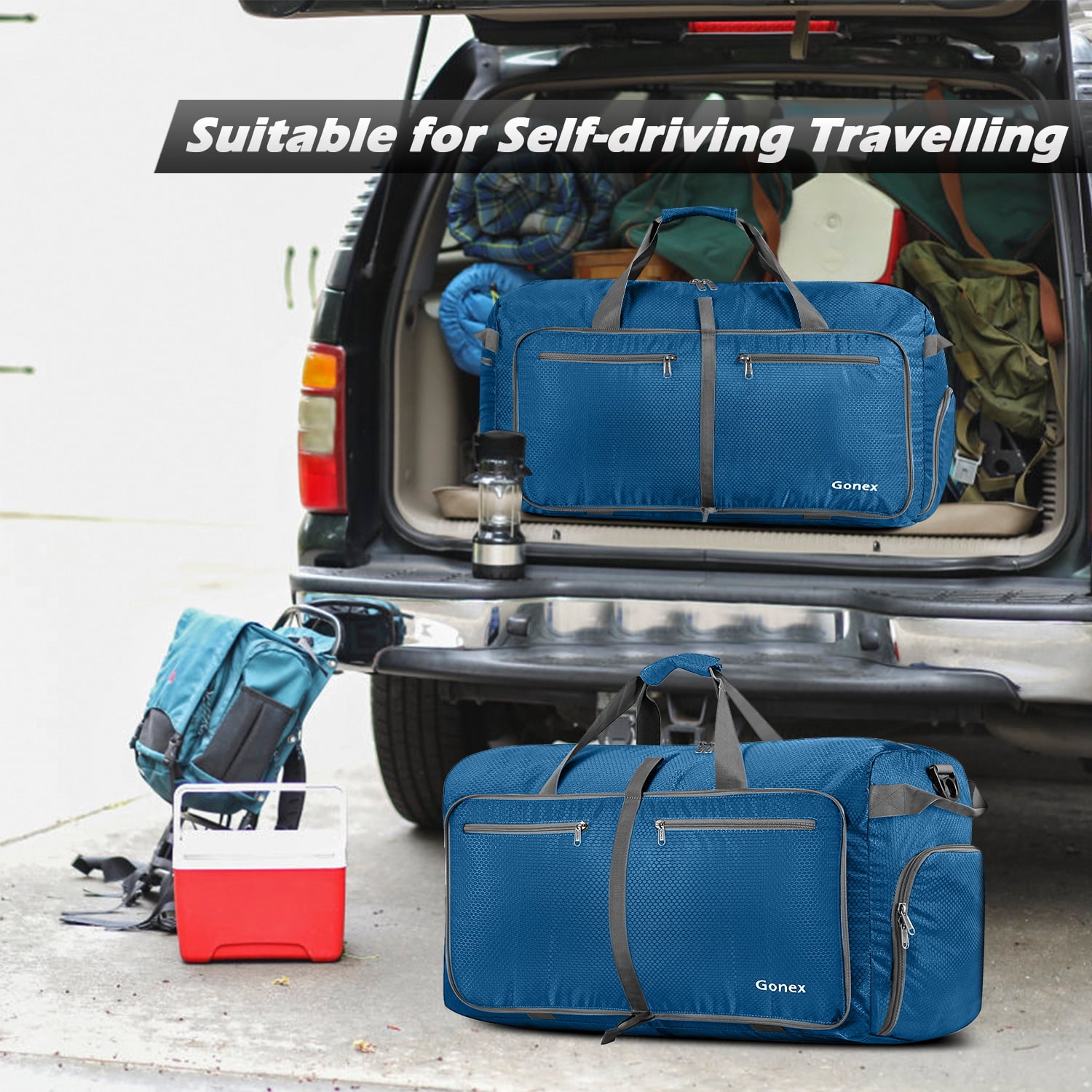 Gonex 150L Travel Duffle Bags 35" Large Foldable Weekender Bag Waterproof Overnight Bag with Shoes Compartment for Camping