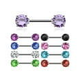 thumbnail image 2 of Luxe Modz Nipple Ring Barbells Surgical Steel Front Facing Double Round Gem 14G 12MM Bar Sold Pair Men Women, 2 of 7