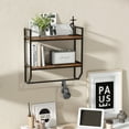 thumbnail image 2 of Topbuy 2-Tier Floating Shelving Wall-Mounted Shelf with Hanging Rod Expansion Screws & Metal Frame, 2 of 9