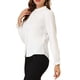 thumbnail image 4 of Blusa de mujer con cuello de pie, botones y mangas largas con volantes, talla XL, blanca, 4 of 8