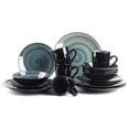 thumbnail image 2 of Sonoma 16 Piece Stoneware Dinner Set, Outside Black + inside Handpainted Color Blue, 2 of 8