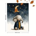 thumbnail image 3 of Moon Star Elephant Boy Nursery Canvas Print, Neutral Kids Bedroom Animal Home Wall Decor Art, 3 of 8