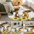 thumbnail image 6 of Round Rugs 3.3 Ft, Farmhouse Cow Non Slip Area Rugs for Kitchen Bedroom Entryway, Vintage Country Sunflower Gray Plaid Washable Carpet Runner Rug Floor Mats for Bedroom Home Decor, 6 of 9