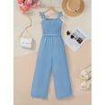 thumbnail image 5 of PureChapter Girls Romper Girls Jumpsuit Solid Color Ruffle Strap Smocked Jumpsuit with Belt & Pockets 5-12Y, 5 of 8