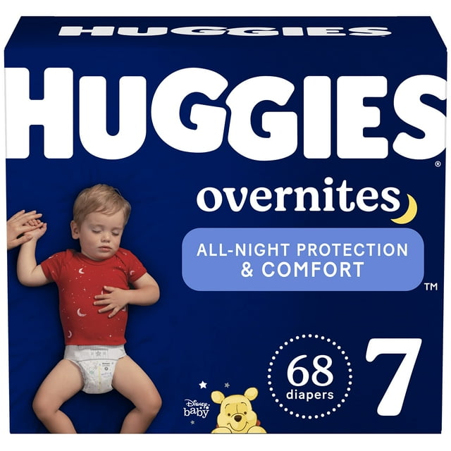 Pañales de noche HUGGIES Overnites, talla 7 (más de 18,6 kg), 68 unidades
