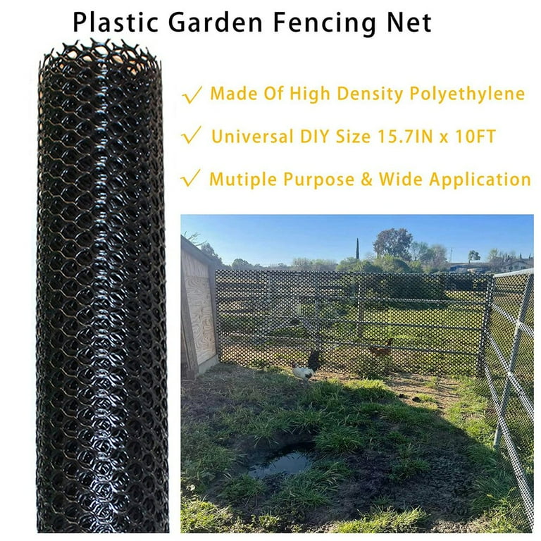 Plastic Chicken Wire Fence Mesh,Fencing Wire for Gardening, Poultry  Fencing, Chicken Wire Frame for Floral Netting Black