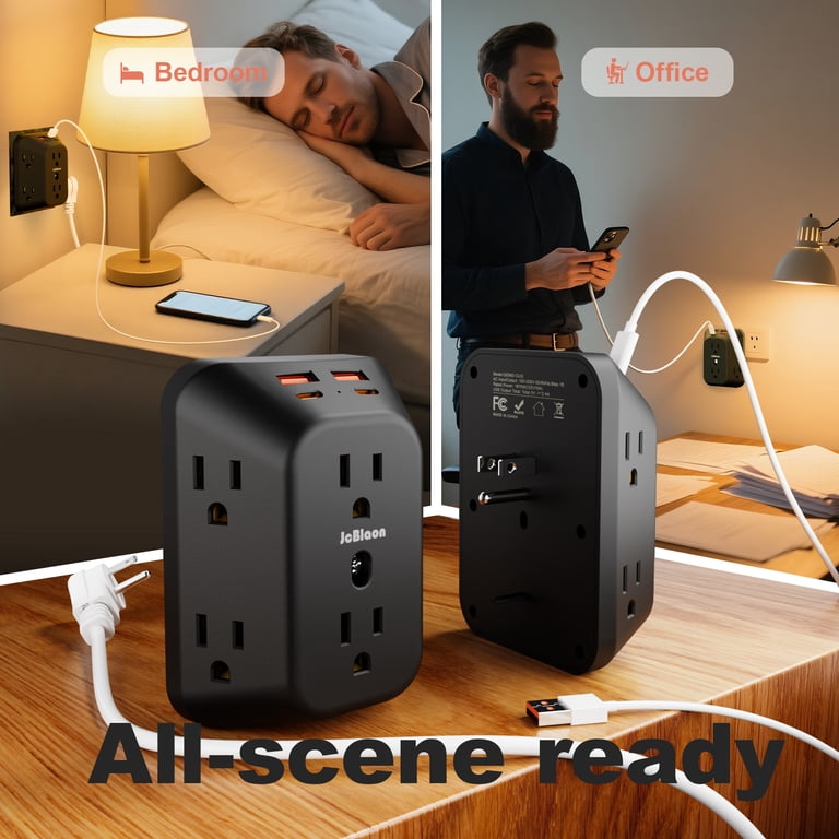 JcBlaon Multi Plug Surge Protector with 4 USB Ports photo 3