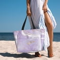 thumbnail image 6 of Balery Lavender Glitter Foil Stripes Beach Travel Bag - Water-Resistant, Large Capacity Lightweight Tote with 7 Pockets for Women and Men - Perfect for Beach, Pool, Gym, and Travel, 6 of 7