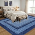 thumbnail image 3 of Nanan 8'x10' Braided Print Area Rug Non Slip Farmhouse Carpet, Washable Rug Non Shedding Stain Resistant Indoor Mats for Living Room Bedroom Nursery Office, Navy Blue, 3 of 8