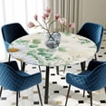 thumbnail image 5 of Elastic Fitted Round Tablecloth, Spring Floral Daisy Waterproof Stretch Table Cover for 55"-60" Tables, Eucalyptus Leaves Watercolor Botanical Washable Outdoor Tablecloths for Patio, Picnic, Camping, 5 of 9