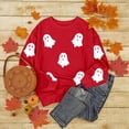 thumbnail image 4 of Arlun Halloween Sweatshirts for Women Cute Ghost Graphic Crewneck Sweatshirts Womens Cute Printed Long Sleeve Loose Lightweight Tops 2025 Fall Winter Hoodles Pullovers Red XL, 4 of 4