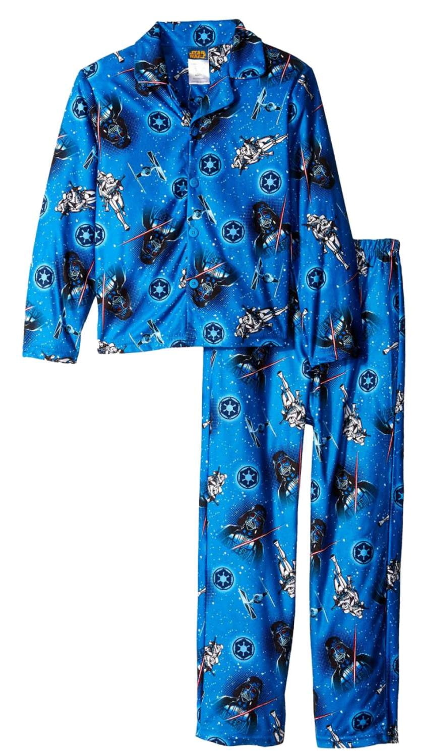 Star Wars Boys Blue Flannel Pajamas Darth Vader Sleepwear Set 4