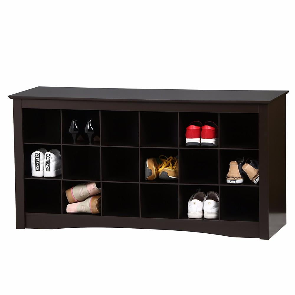 Yaheetech 18 Cubbie Shoe Bench Wood Hallway Entryway Storage Rack