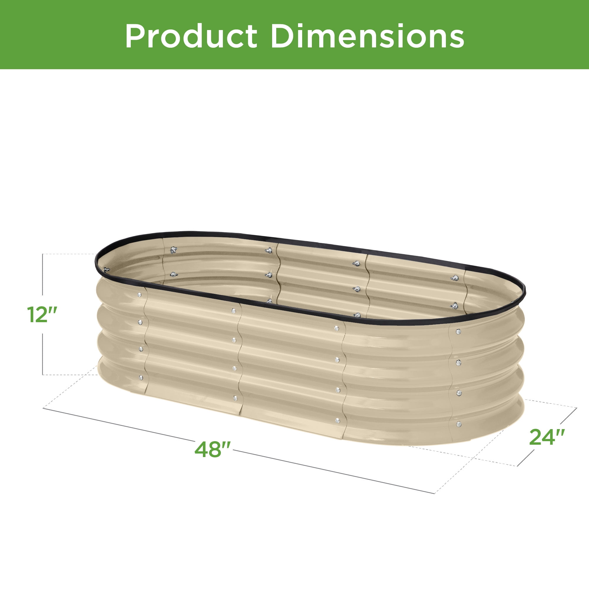 Best Choice Products 4x2x1ft Outdoor Raised Metal Oval Garden Bed, Planter Box for Vegetables, Flowers - Beige