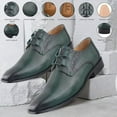 thumbnail image 2 of LIBERTYZENO Men's Classic Formal Oxford Shoes Lace up Leather Dress Shoes, Green, 2 of 10