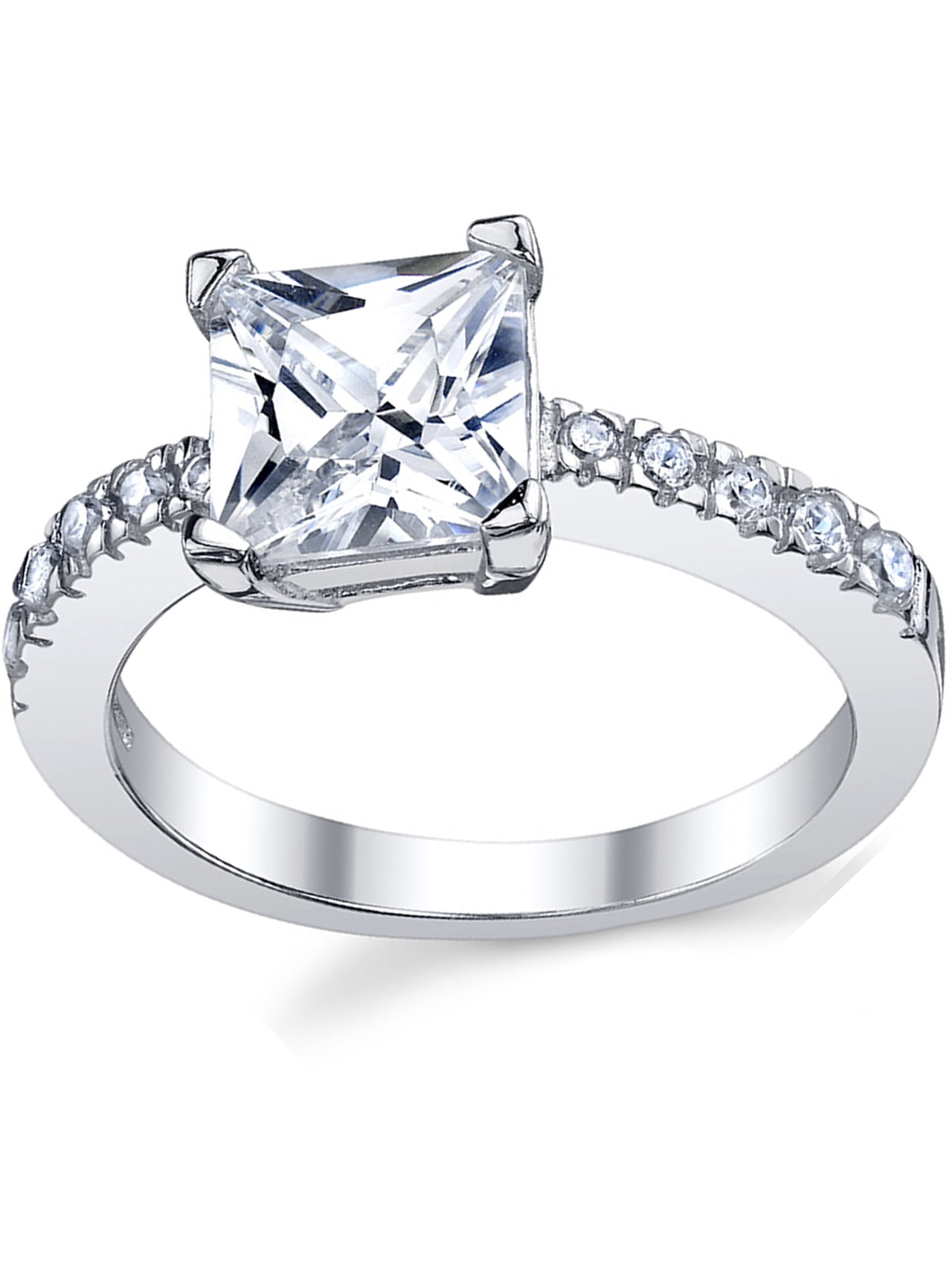 Metal Masters Womens 1.25Ct Princess Cut Cubic Zirconia Sterling Silver 925 Engagement Wedding Ring