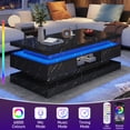 thumbnail image 4 of Blotout Large Modern High Glossy LED Coffee Table with 2 Storage Drawers, 3 Tiers-Layer Center Tables w/60,000 Colors LED Lights/Marbling Print for Livings Room, 4 of 8
