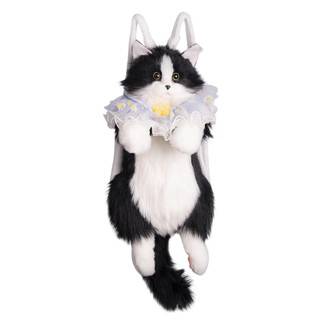 Mochila Chongker con forma de felpa con forma de gato, color negro, tamaño grande