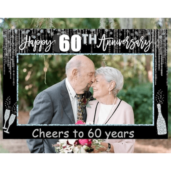 60th Diamond Wedding Anniversary Party Photo Booth Props & Decoration - Cheers to 60s