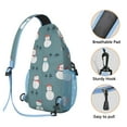 thumbnail image 3 of Sling Backpack,Blue Christmas Snowman Pattern Sling Bag with Water Bottle Holder,Waterproof Sling Bag for Men/Women with Headphone Jack for Hiking,Travel, 3 of 6