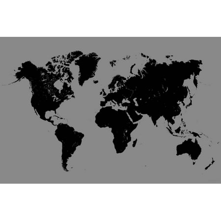 UPC 808128000052 product image for World Map - Black And Grey Poster - 36x24 | upcitemdb.com