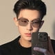 thumbnail image 3 of Gafas de lectura de moda de metal anti-luz azul, gafas de hombre con marco simple, marco medio retro, espejo plano que cambia de color, 3 of 5