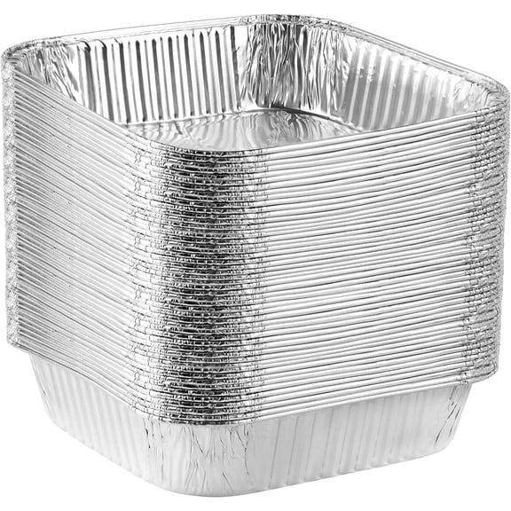 PLASTICPRO Aluminum Foil Baking Pans 8” x 8” x 2” Square Tin Foil Cake Pan for Ovens