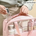 thumbnail image 4 of Bolsa de cosméticos transparente con costura, bolsa de cosméticos de baño de PVC, PU, impermeable, gran capacidad, setrosa, 4 of 5
