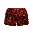 thumbnail image 6 of CIENVNSTG Women's Sequin Shiny Elastic Waist Shorts Glittering Mini Party Bottoms for Concert Outings And Parade Styling Wine Wine M, 6 of 7