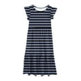thumbnail image 6 of Summer Beach Dresses for Girls Size 6-12 Ruffle Short Sleeve Toddlers Kids Trendy Crewneck Stripe Printed Comfort Long Maxi Dress, 6 of 7