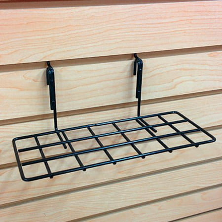 Slatwall, Pegboard, Gridwall Flat Wire Retail Display Shelf - Black - 4