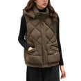 thumbnail image 3 of YOIAVAIOY Womens Puffer Vest with Hood Padded Coat Zip Up Sleeveless Diamond Down Jacket Winter Warm Outerwear with Pockets Coffee XL, 3 of 10