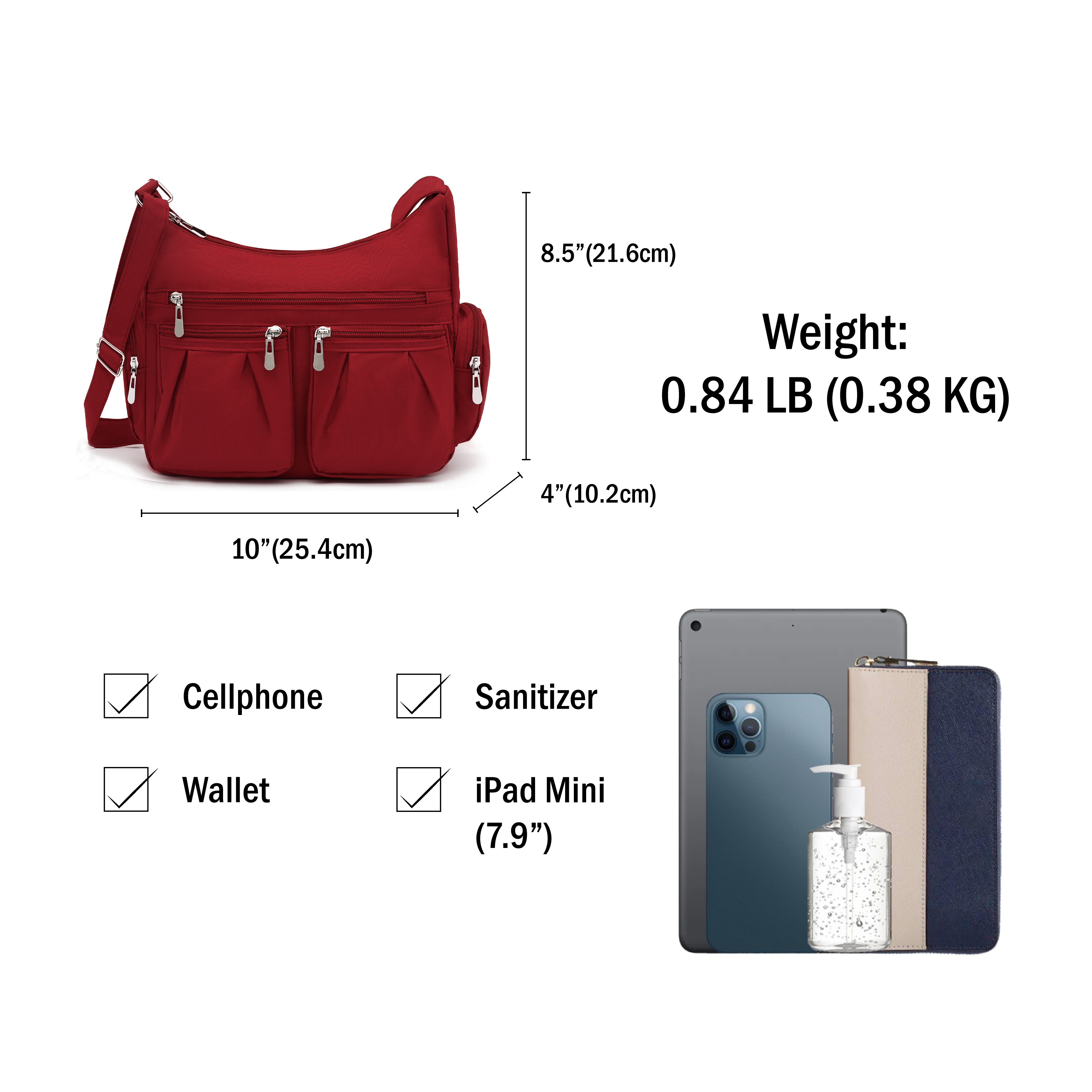 Scarleton Multi Pocket Shoulder Bag, Crossbody Bag for Women, H1407