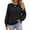 Black, variant on QIYAGBSA Womens Cable Knit Sweater Round Neck Long Sleeve Pullover Casual Fall Winter Top (Khaki M)