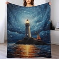 thumbnail image 5 of Lighthouse Coast Scenery Soft Print Blanket Throw Blankets Warm Cozy Lightweight Couch Blanket Stuff Gifts for Women Girls Kids Mom Teens Boys, 5 of 8