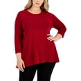 thumbnail image 1 of Anne Klein Womens High Low Knit Blouse, Red, L/XL, 1 of 1